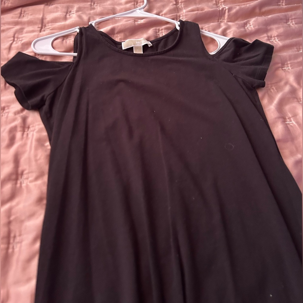 MICHAEL Michael Kors Black Cold Shoulder Mini Dress